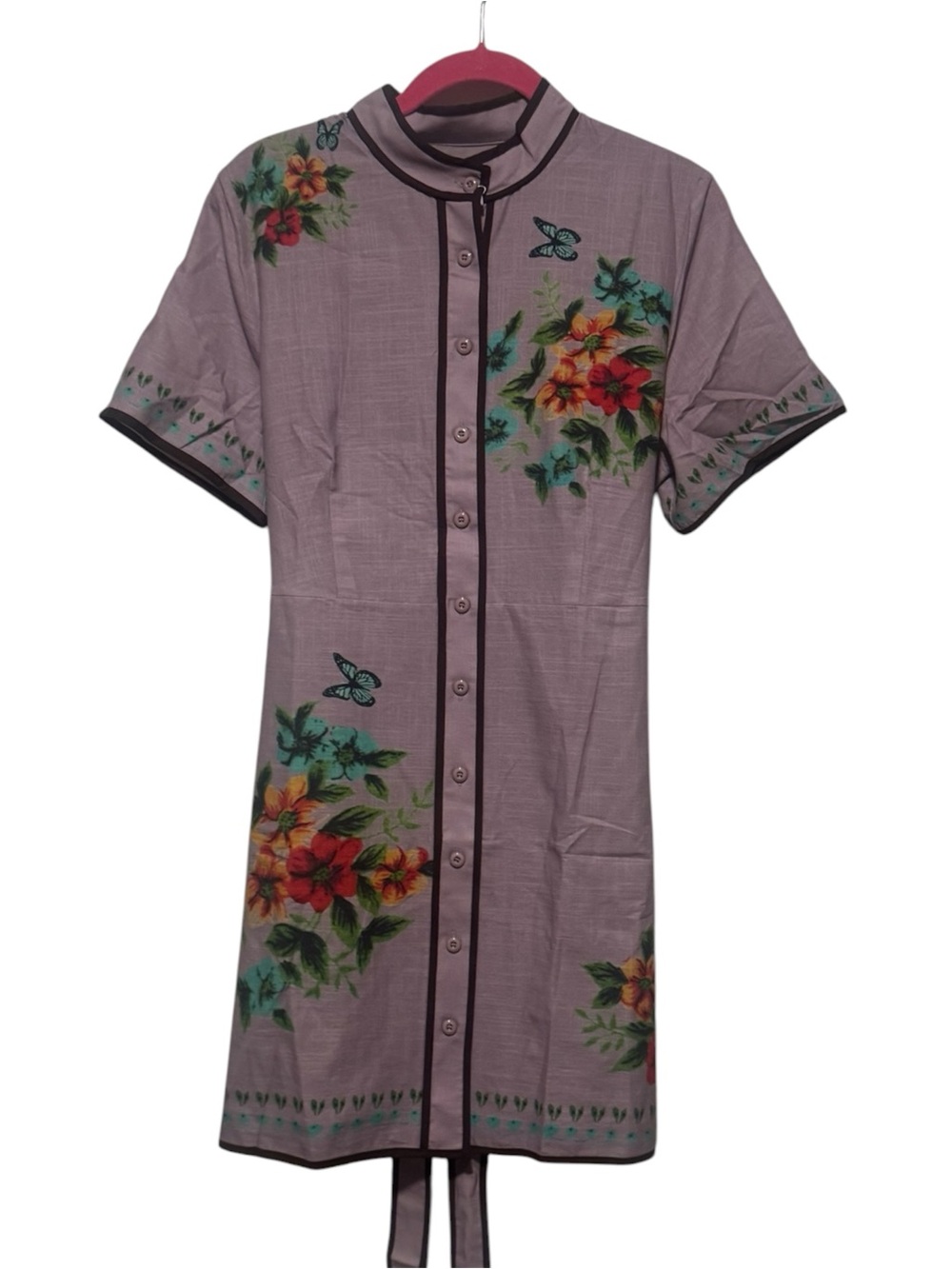 Floral Button-Front Lavender Tunic Dress 👗 NWT Size Small